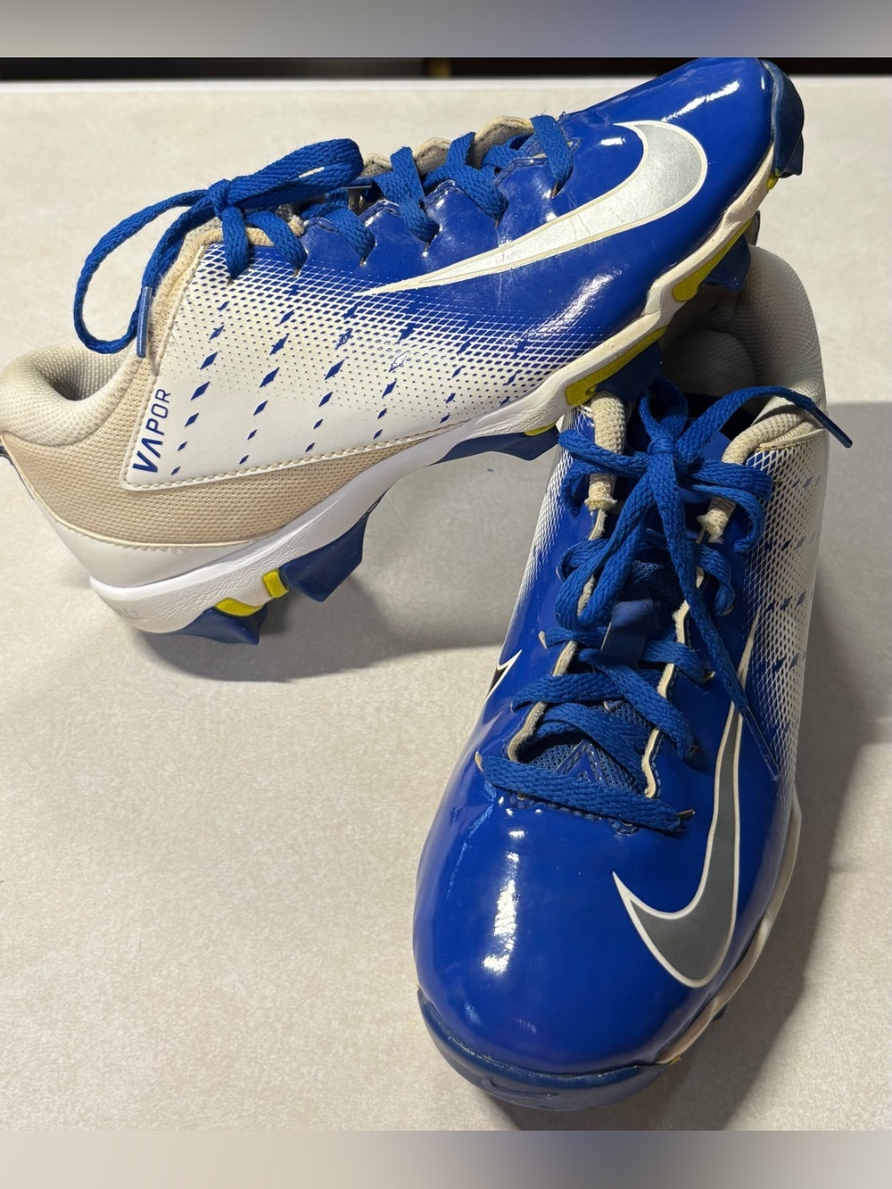 Nike Kids Blue, White & Yellow Vapor Football Cleats